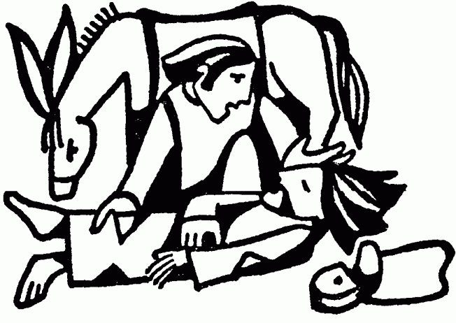 Luke 10-37 good-samaritan, line drawing