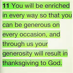 2 Cor 9-11 thanksgiving, words