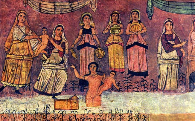 Exod 2 Pharaoh's daughter and Moses in the Dura-Europos synagogue fresco, c. AD 244