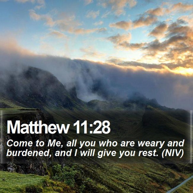 Matt 11-28 rest, bench